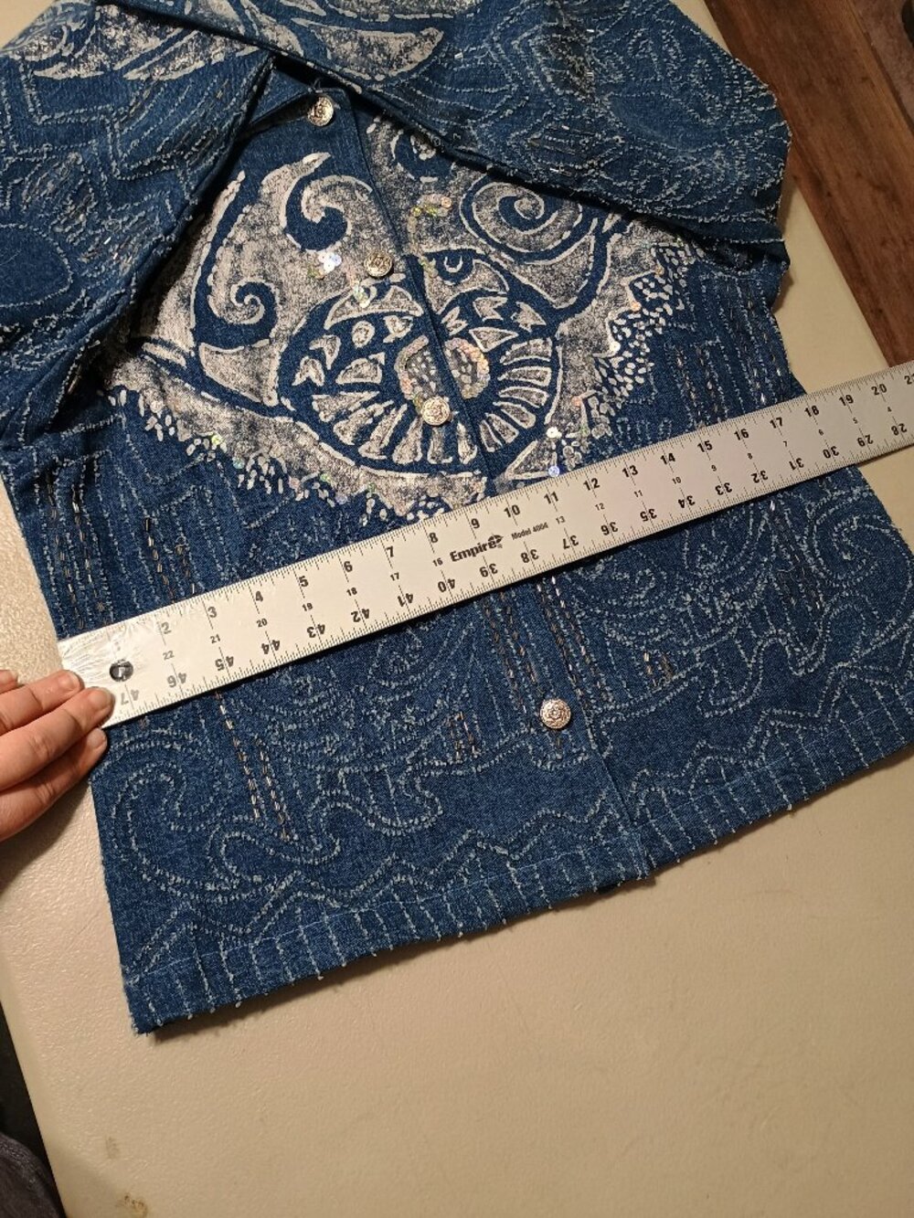 Sandy Starkman Textured Embellished Jean Jacket Small - Picture 11 of 15